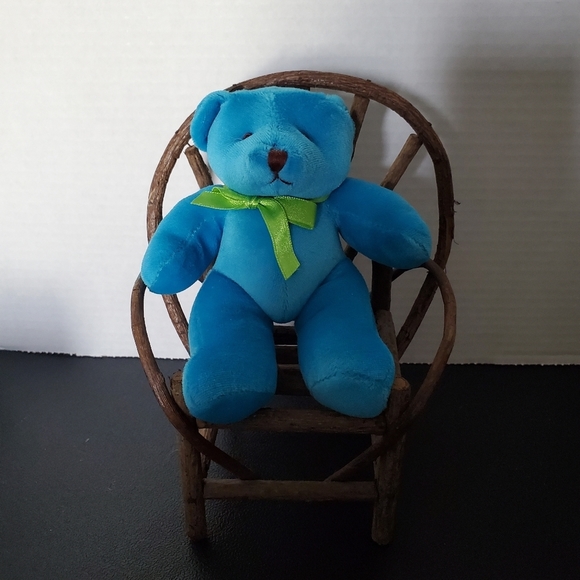 Blue Teddy Bear Plush with Stitched Nose Stuffed NOT a Toy L👀K - Picture 4 of 5